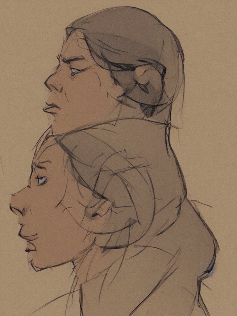 face profile by disney concept artists, blunt borders, rule of thirds 