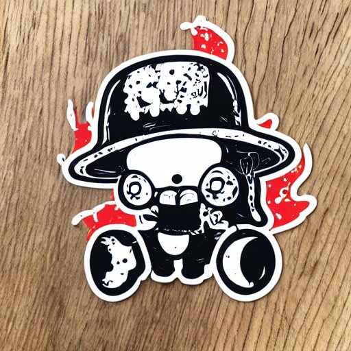 die cut sticker, tony chopper wearing a strawhat, splatter paint 