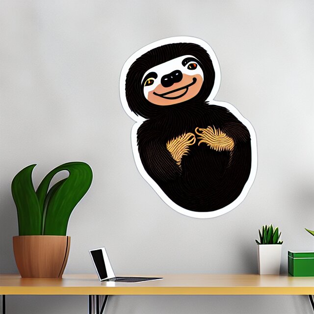 svg sticker art of a sloth 