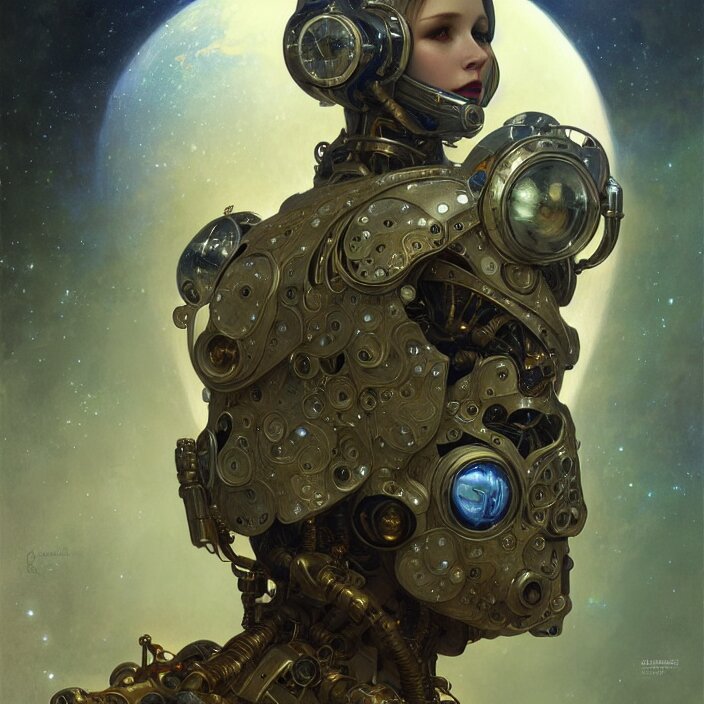 organic cyborg Russian cosmonaut, diffuse lighting, fantasy, intricate, elegant, highly detailed, lifelike, photorealistic, digital painting, artstation, illustration, concept art, smooth, sharp focus, art by John Collier and Albert Aublet and Krenz Cushart and Artem Demura and Alphonse Mucha