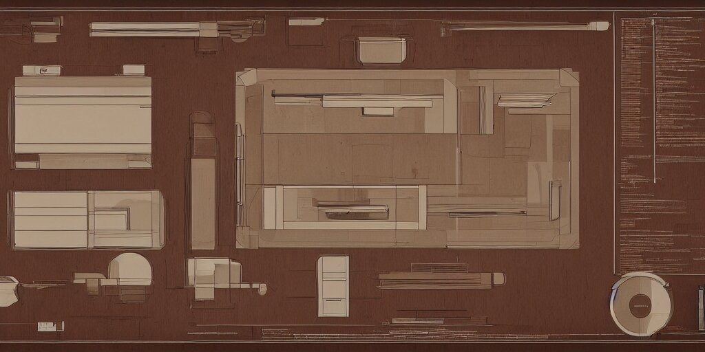 furniture design art deco, design sheet, Moebius, Greg Rutkowski, Zabrocki, Karlkka, Jayison Devadas, Phuoc Quan, trending on Artstation, 8K, ultra wide angle, zenith view, pincushion lens effect