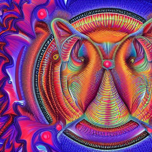 digital illustration of a pig, by alex grey, tool band, psychedelic art, spiral fractals, detailed, 8 k 