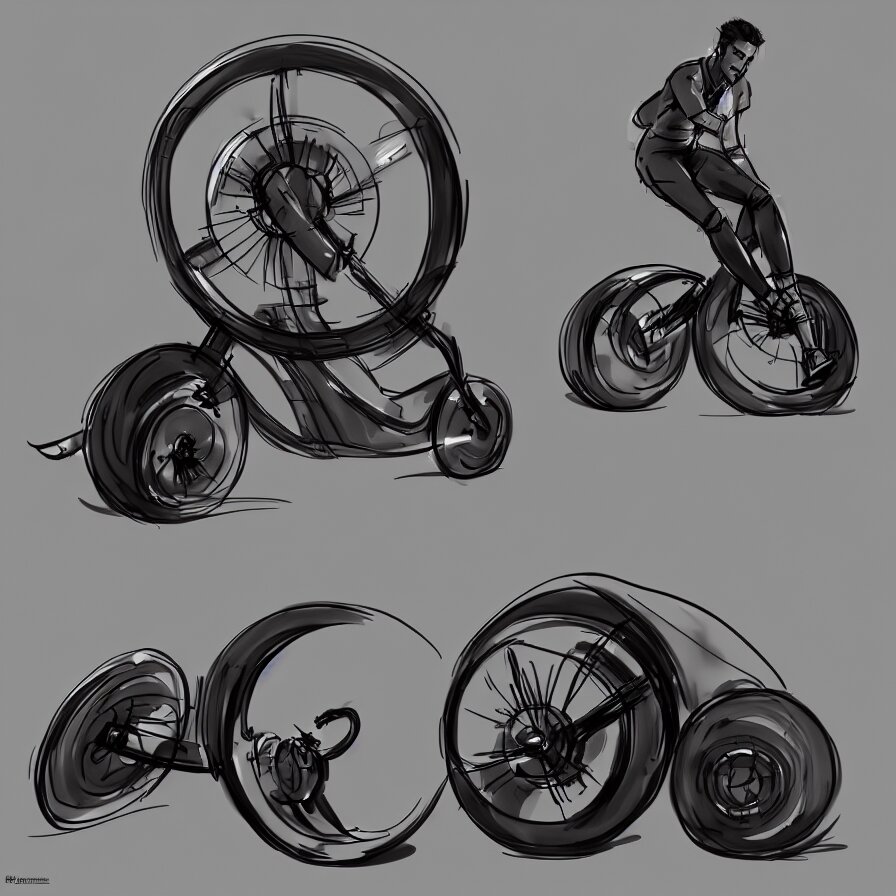 a beautiful concept art of futuristic monowheel, with sitting rider by alex pyatov and patrick razo, trending on artstation 