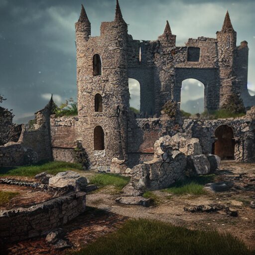 Old ruins of a castle, Fantasy apocalypse environment, digital art, unreal engine 5, 4k