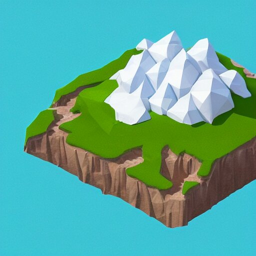 a floating island on an ocean isometric art, low poly art, game art, artstation, 3D render, cgsociety, unreal engine 5