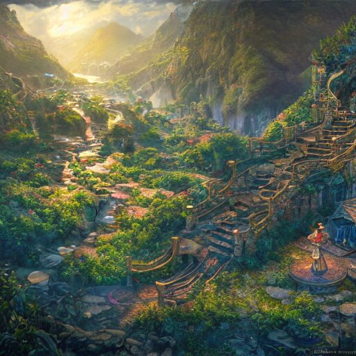 the landscape of an unimaginable and beautiful place, beyond the physical realm, an ultrafine hyperdetailed illustration by kim jung gi, irakli nadar, intricate linework, bright colors, octopath traveler, final fantasy, unreal engine 5 highly rendered, global illumination, radiant light, detailed and intricate environment 