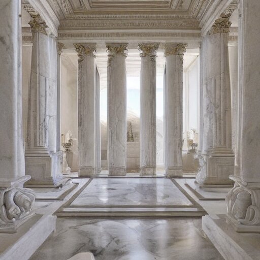 a marble room carved from the marble flesh of god, beautiful in its smoothness and expansiveness, architectural photograph 