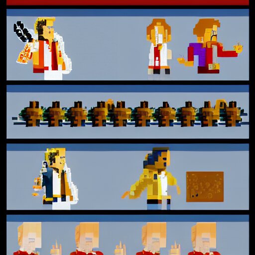 guybrush threepwood pixel art animation sheet, 8 k, trending, poster 