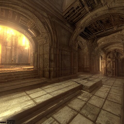 interior architecture from quake, lovecraftian, liminal space, unreal engine 5, hyper detailed, hyper realistic 