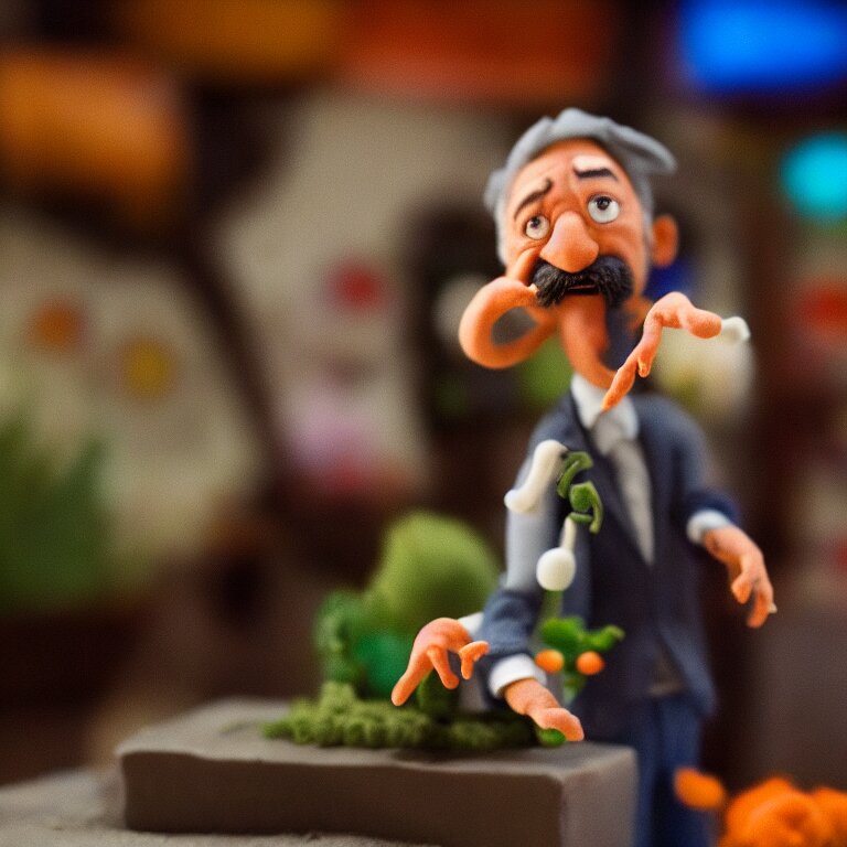 a cinematic film still of a claymation stop motion film starring bill murray, shallow depth of field, 8 0 mm, f 1. 8 