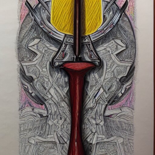  Colored pencil art on paper, Battle Axe, highly detailed, artstation, MasterPiece, Award-Winning, Caran d'Ache Luminance