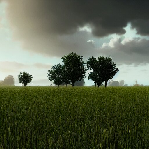 landscape field, hyperrealistic, cinematic, unreal engine 5, rain 