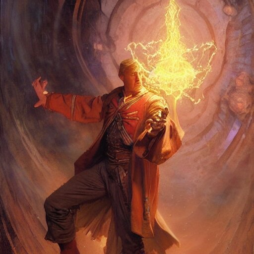 stunning male wizard casting his earth quake spell, highly detailed painting by gaston bussiere, craig mullins, j. c. leyendecker, 8 k 