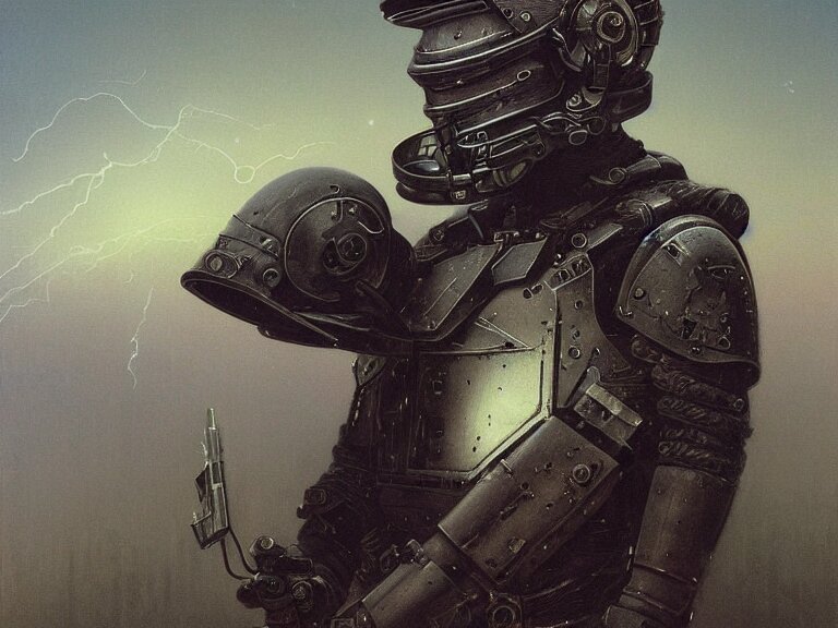  a detailed portrait painting of a bounty hunter in combat armour and visor. Smoke. cinematic sci-fi poster. Cloth and metal. Flight suit, accurate anatomy portrait symmetrical and science fiction theme with lightning, aurora lighting clouds and stars. Futurism by beksinski carl spitzweg moebius and tuomas korpi. baroque elements. baroque element. intricate artwork by caravaggio. Oil painting. Trending on artstation. 8k