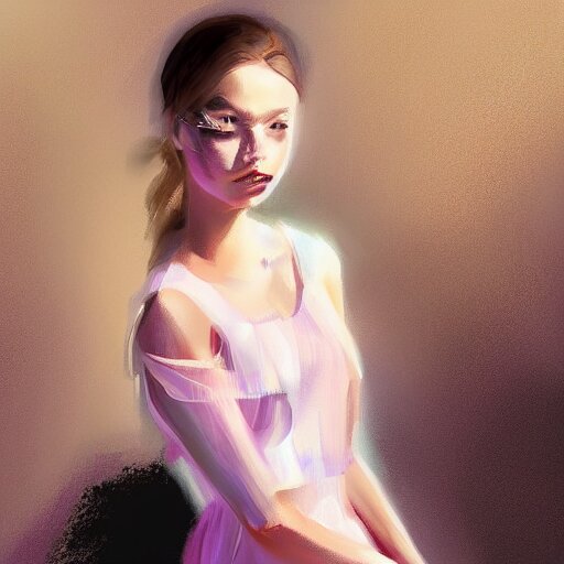 a girl wearing a stylish dress, digital painting, smooth, hd, by tran ross, ambient lighting, details 