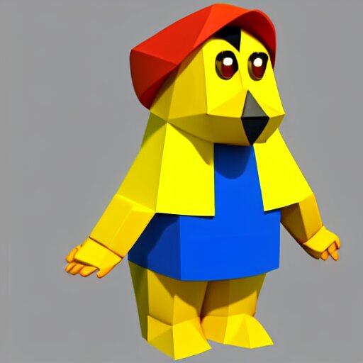 poorly rendered low poly 3d model of a popular cartoon character