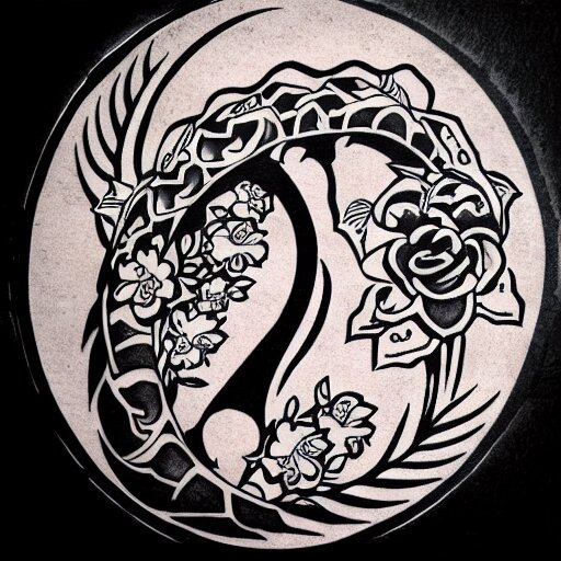 tattoo design, stencil, tattoo stencil, traditional, a cobra with its fangs out surrounded by flowers