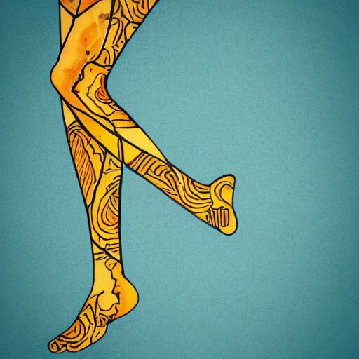 tattoo sketch in a leg of a sea, on a yellow canva, ornamental, line art, vector, 