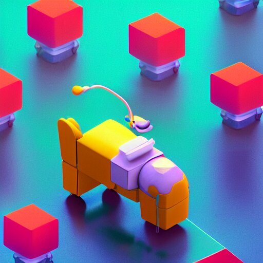 isometric puppy bot, 3 d character realistic, very colorful, cinematic lighting, soft neon, volumetric lighting, apple design, jony ive, octane render, trending on artstation 