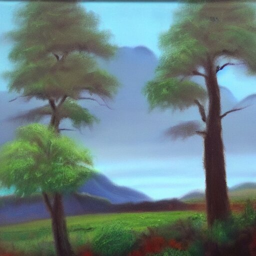 landscape, oil on canvas, by bob ross 