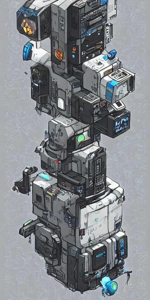 an extremely complex and advanced cyberpunk gameboy, style of Aperture Science