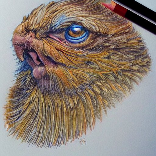  Colored pencil art on paper, Gold Rush, highly detailed, artstation, MasterPiece, Award-Winning, Caran d'Ache Luminance