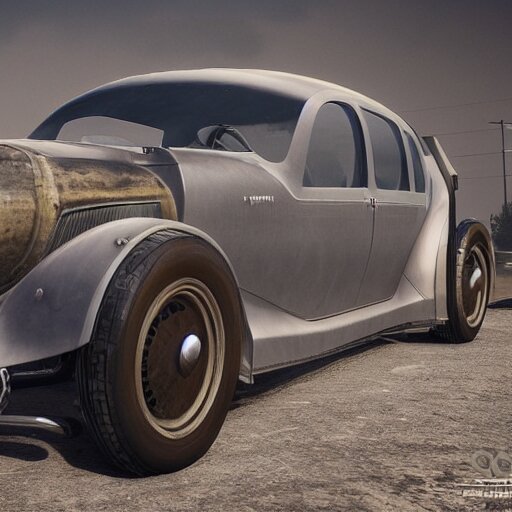 a realistic photo of a dieselpunk tesla, ultra realistic details, 8k, trending on artstation