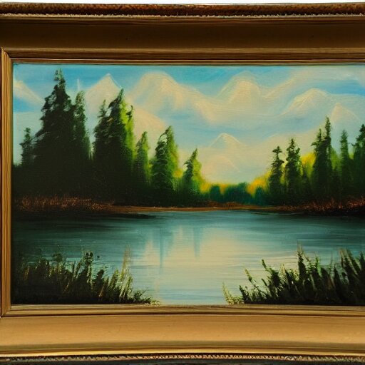 landscape, oil on canvas, by bob ross 