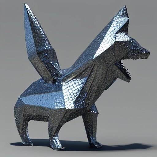 a metallic crystal creature, 4K HD, low poly