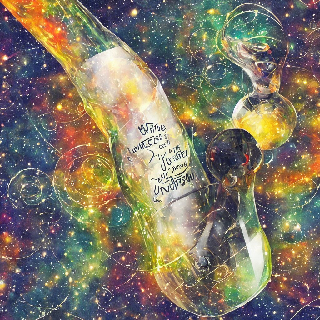 the universe contained within a bottle, in a style of midjourney 