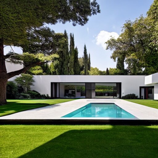 square modern mansion with a central courtyard