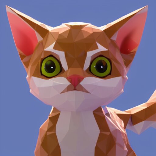 low - poly kitten, 3 d render, blender, unity, octave, 4 k, isometric view, white background, beautiful render, pastel colours, breath of the wild art style 