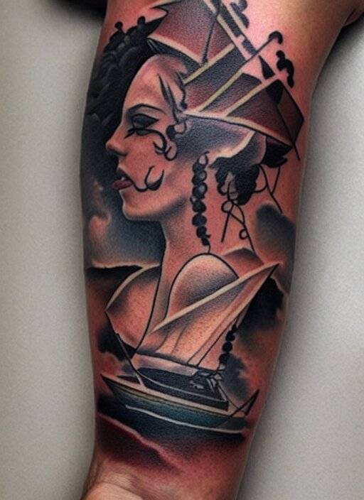 traditional sailor tattoo design by greg rutkowski 