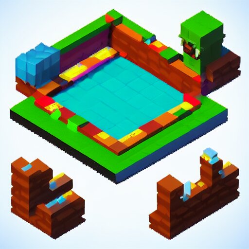 isometric 3 d game props pixel art, clean, artstation 