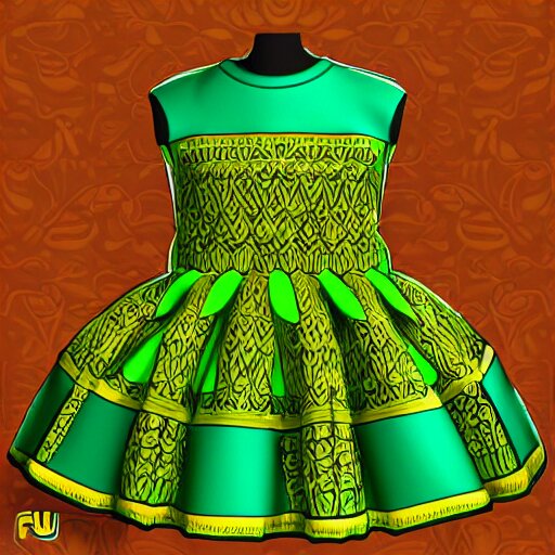 cute fumo plush of a girl in a green and gold tribal patterned dress, stylized material bssrdf, cel shading, vray, anime girl 