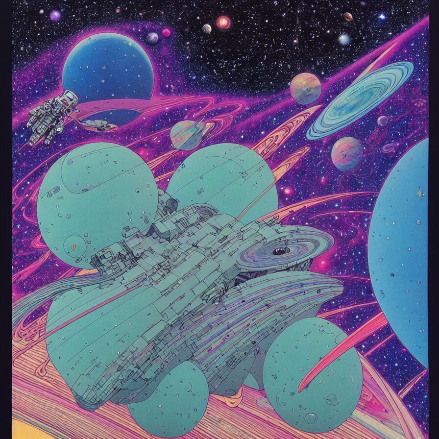 ( ( ( ( the dimensional gap at the end of the galaxy and space ship ) ) ) ) by mœbius!!!!!!!!!!!!!!!!!!!!!!!!!!!, overdetailed art, colorful, artistic record jacket design 