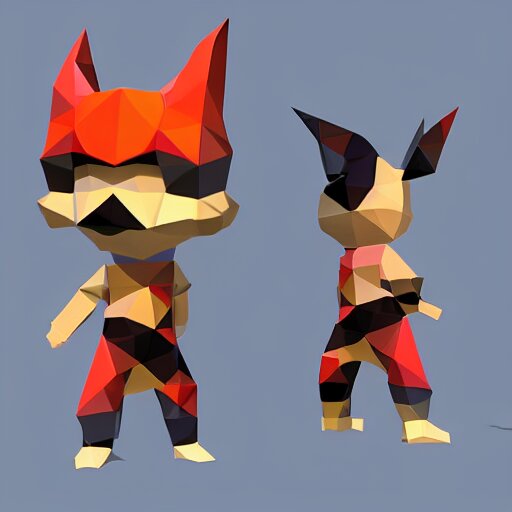 low poly ninja in the style of playstation 1 games