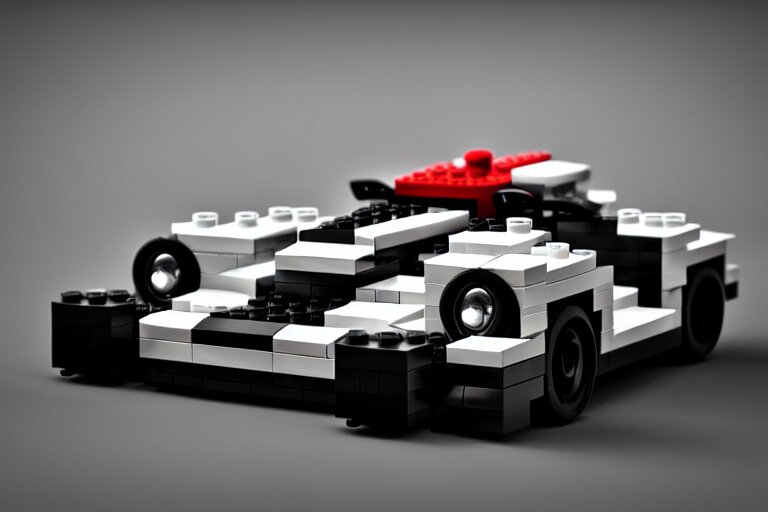 Porsche made out of Lego, octane render, studio light, 35mm,