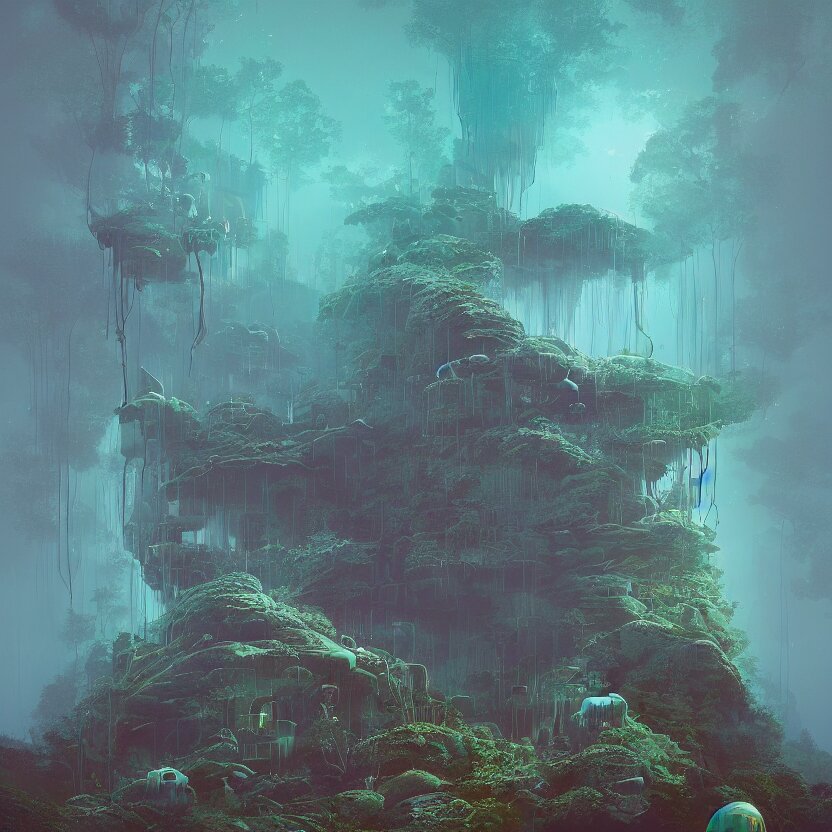 the submerging wisdom in the ecosystem acrylic painting  by Beeple and CGSociety