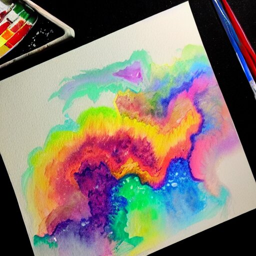 water color on paper, rainbow explosions, highly detailed, artstation, masterpiece, award - winning, 