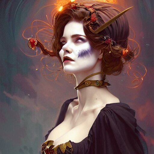 halloween funny witch woman, fantasy magic, undercut hairstyle, intricate, elegant, sharp focus, illustration, highly detailed, digital painting, concept art, matte, art by wlop and artgerm and greg rutkowski and alphonse mucha, masterpiece 