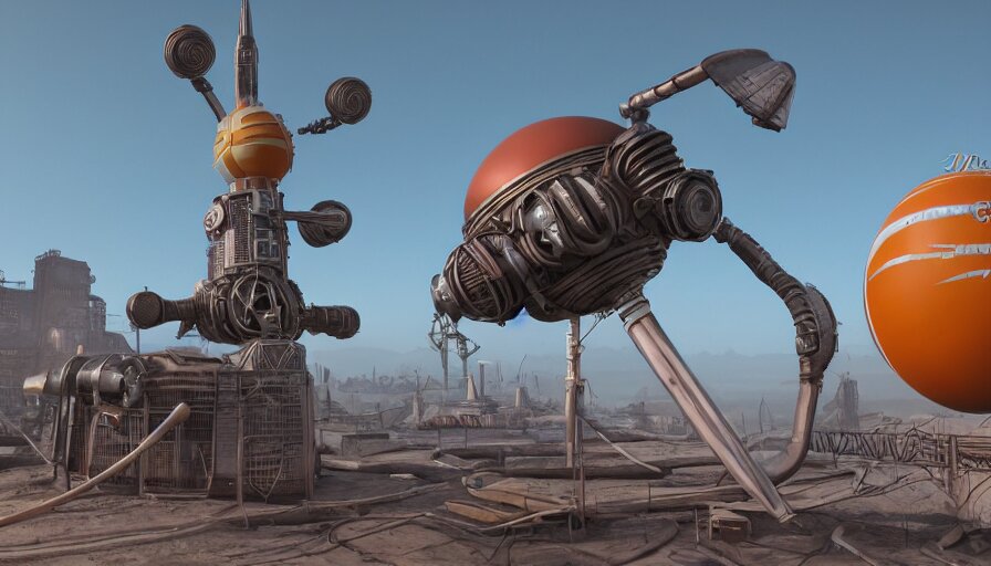 3 d high octane model of sputnik, fallout style, 8 k photorealistic, hd, high details, trending on artstation 