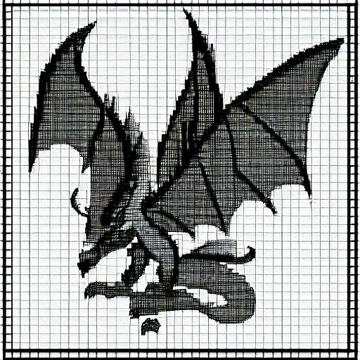 blueprint of a fantasy dragon pixel art - Arthub.ai