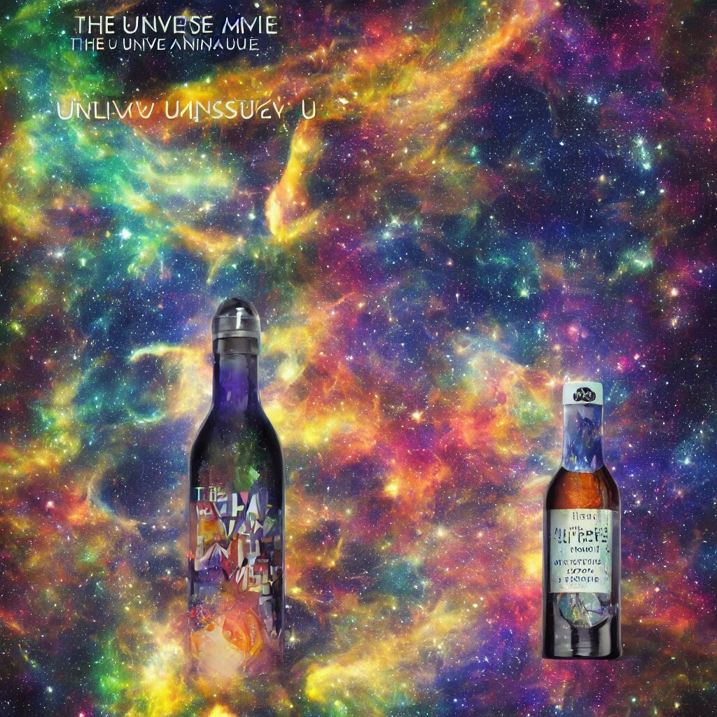 the universe contained within a bottle, in a style of midjourney 