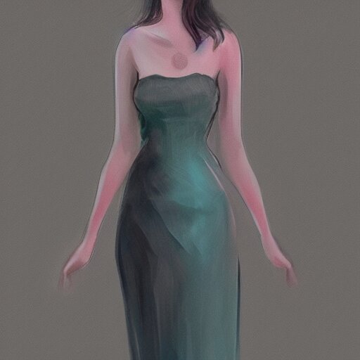 A woman wearing a dress, ArtStation trending, detailed, digital art, calm colors,