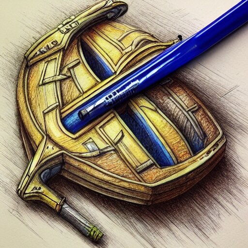  Colored pencil art on paper, Battle Axe, highly detailed, artstation, MasterPiece, Award-Winning, Caran d'Ache Luminance