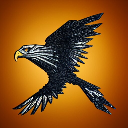 2 dimensional, vector, low poly, clear crystal eagle icon, black background, cgsociety, artstation, octane render