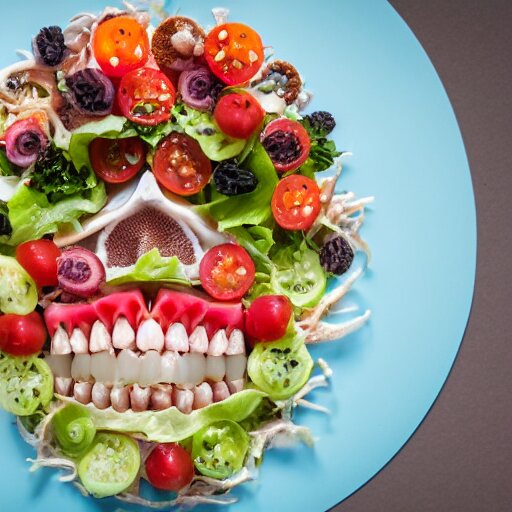 food photography of a human teeth salad with lots of human teeth and a pinch of human teeth with a side of human teeth 