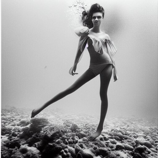 medium format photograph of a surreal fashion shoot underwater 