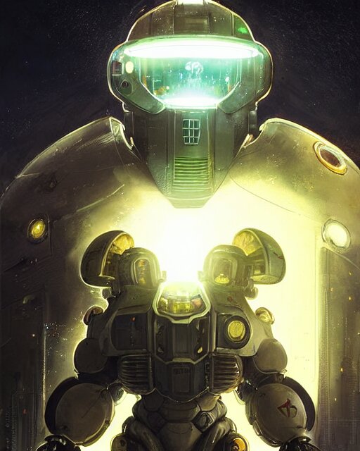 luigi in a mech scifi suit with missles and small lights by, fantasy character portrait, ultra realistic, futuristic background by laurie greasley, concept art, intricate details, highly detailed by greg rutkowski, gaston bussiere, craig mullins, simon bisley 